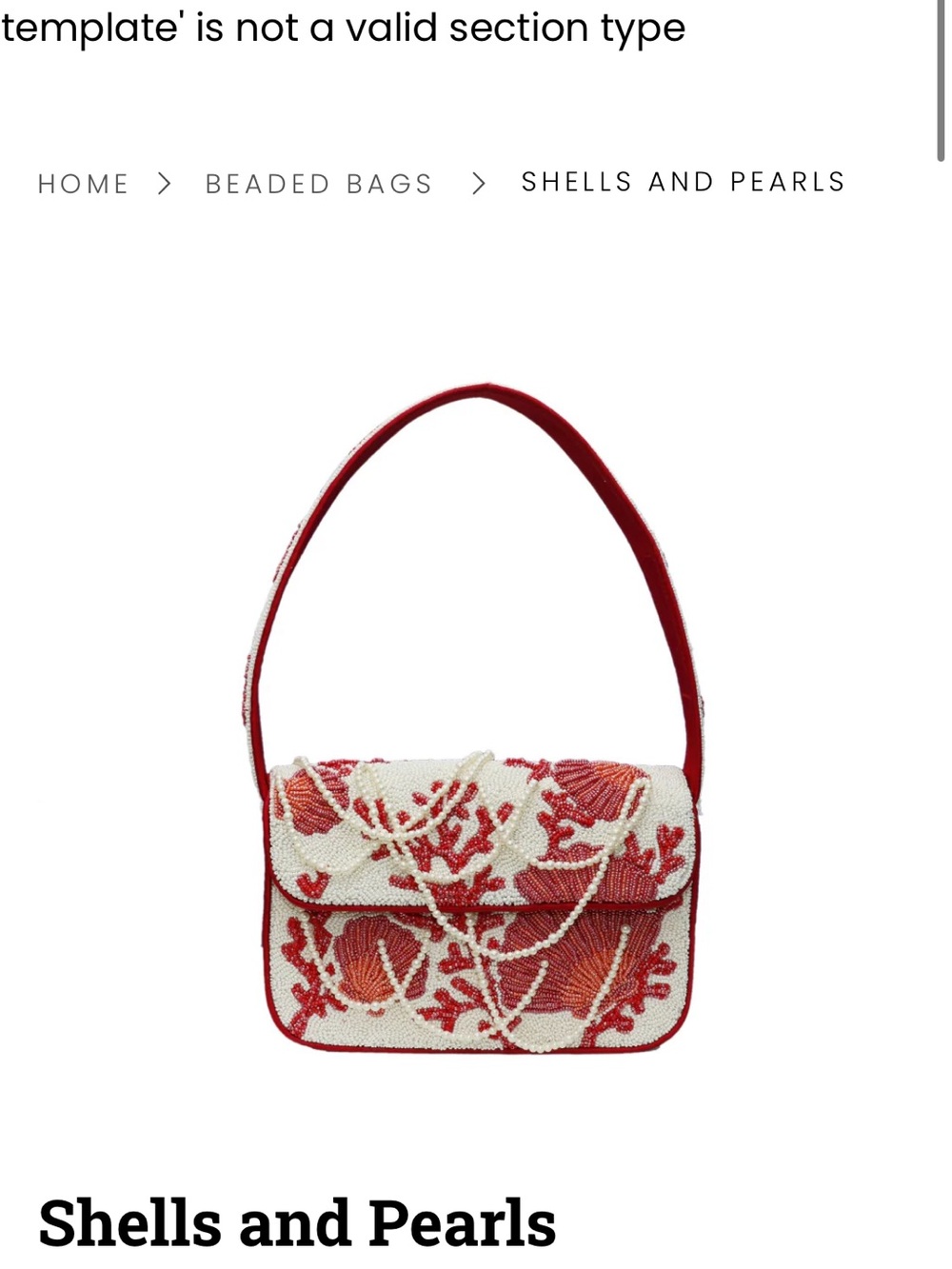Shells & Pearls Beaded Shoulder Bag - Red and White